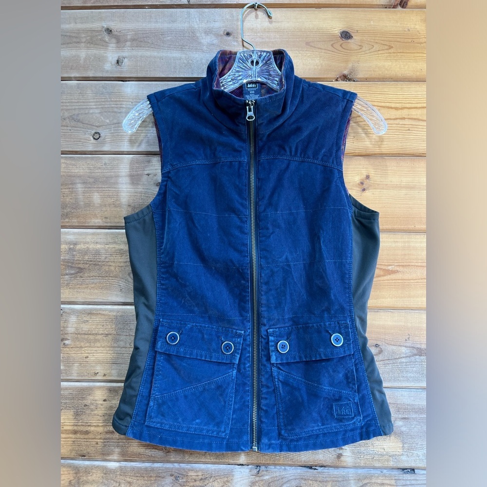 REI Corduroy Front-Zip Vest with Stretch Panels — Women’s XXS